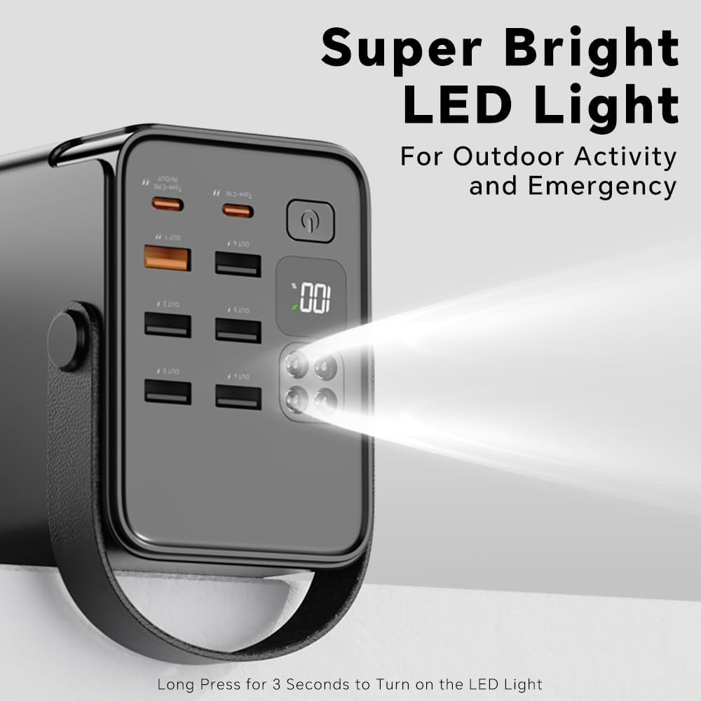 JOKO 70000mAh Power Bank High Capacity 20W PD 3.0 Fast Charging 22.5W Max Large Power Bank,7 Outputs 2 Inputs,LED Display,USB-C Battery Packs for iPhone, Samsung, Outdoors,Camping