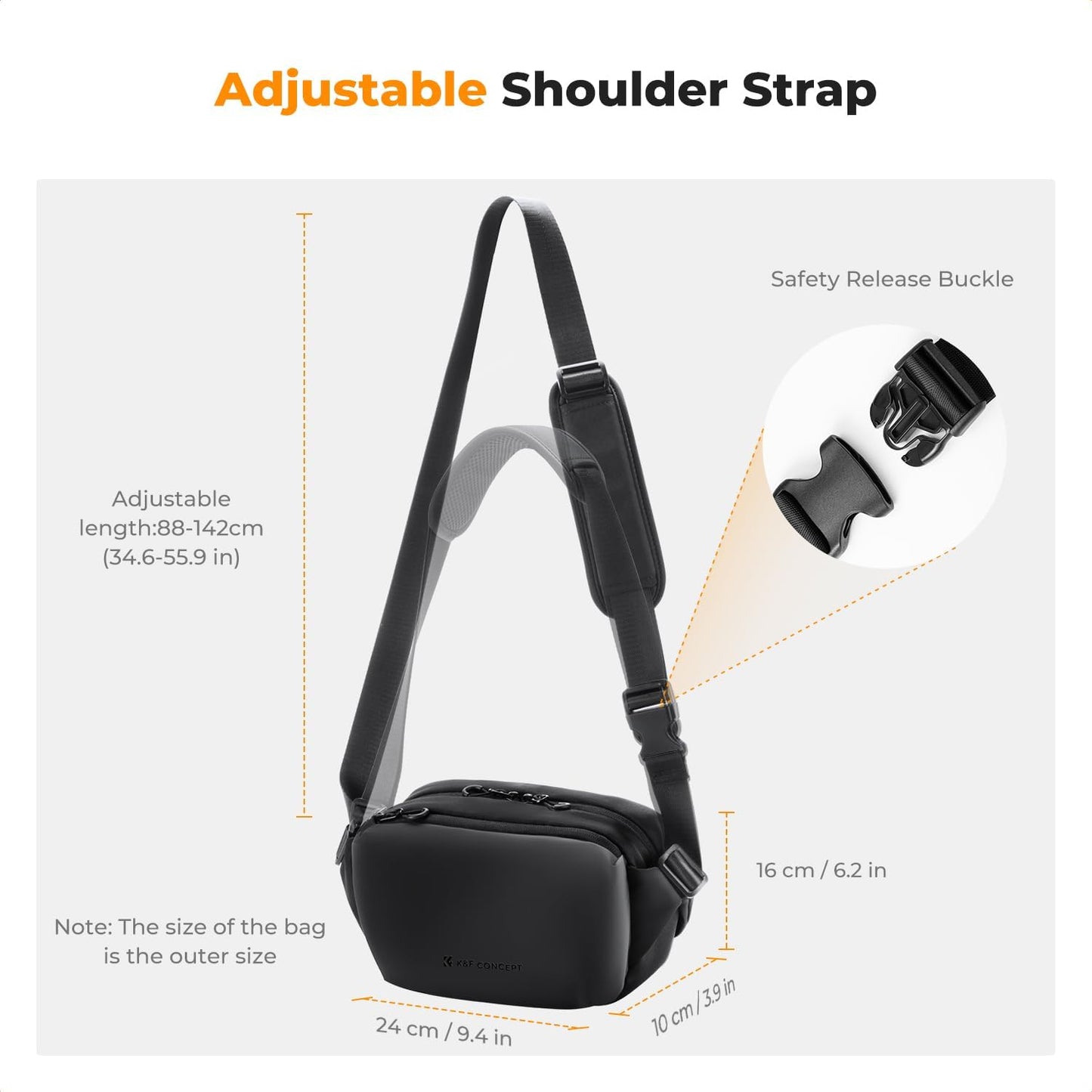 K&F Concept 2 in 1 Sling Bag Everyday Shoulder Bag & Multifunction Photography Crossbody Camera DSLR Backpack Portable Bag