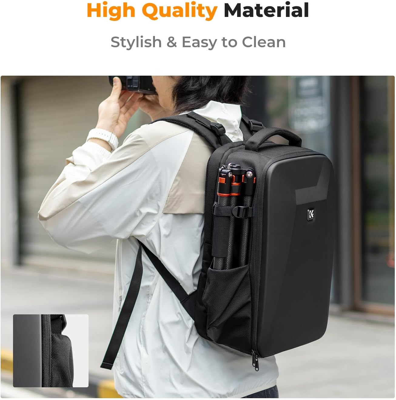 K&F Concept Camera Backpack,Hardshell Photography DSLR Camera Bag with 15-15.6 Inch Laptop Compartment Waterproof Hard Shell Camera Case Compatible with Canon/Nikon/Sony/DJI Mavic Drone