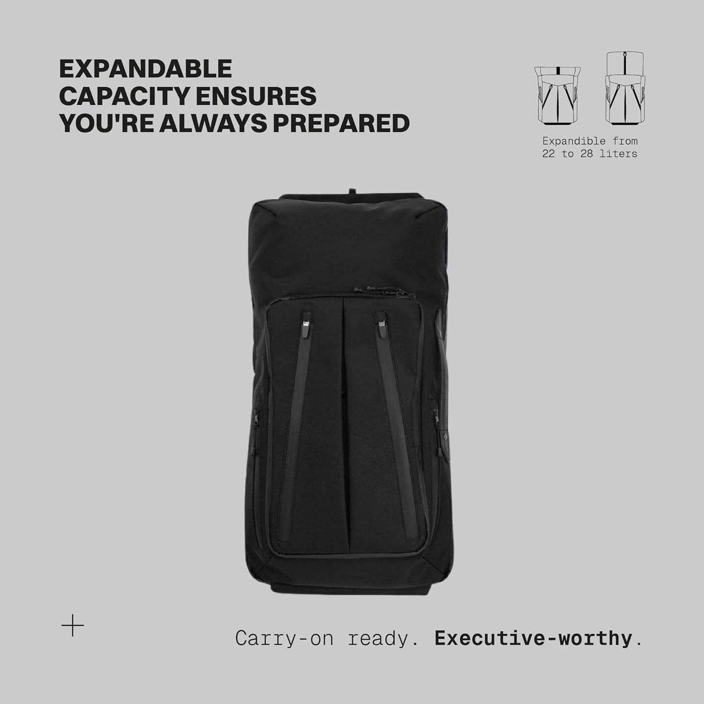 The Frenchie Co. - Work/Travel Speed Backpack - Expandable 23–30 liters - Laptop compartment with anti-theft magnetic closure - Ballistic nylon durable commuter pack