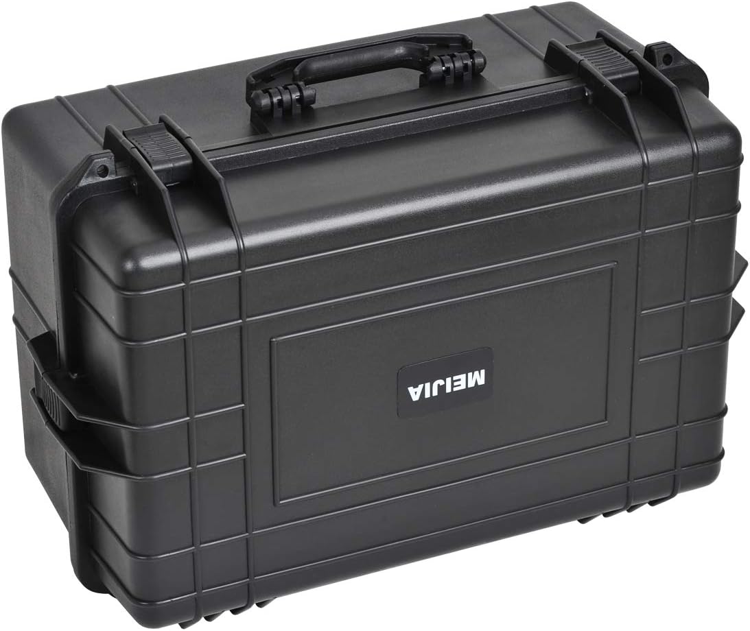 MEIJIA All Weather Waterproof Hard Camera Case,Hard Case with Customizable Fit Foam,Fit Use of Drones,Camera,Equipments,Pistols,Elegant Black (Black, 24.01"x16.92"X12.2")
