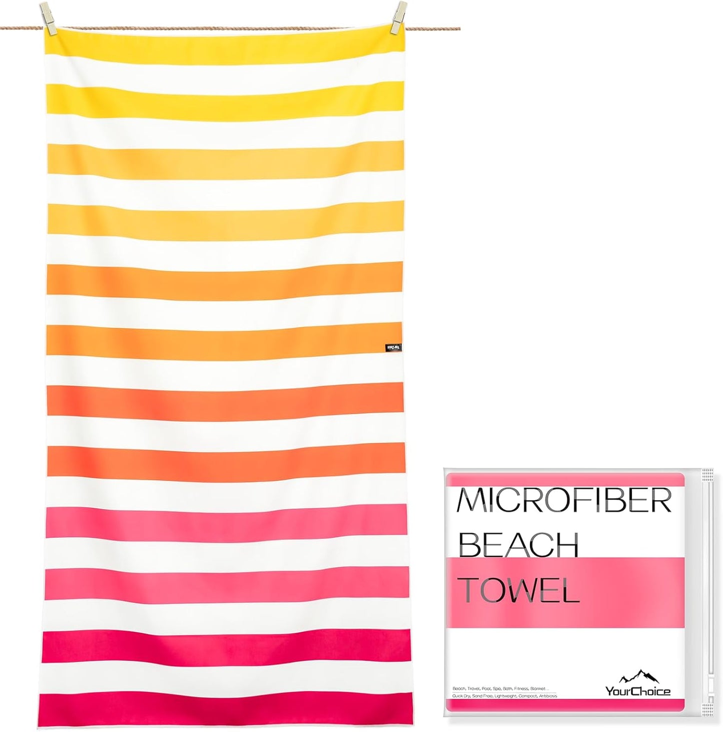 Your Choice Microfiber Quick Dry Sand-Free Beach Towel for Adults & Kids (67x35 Inch, 60x30 Inch) - Oversized, Compact, Lightweight, Absorben