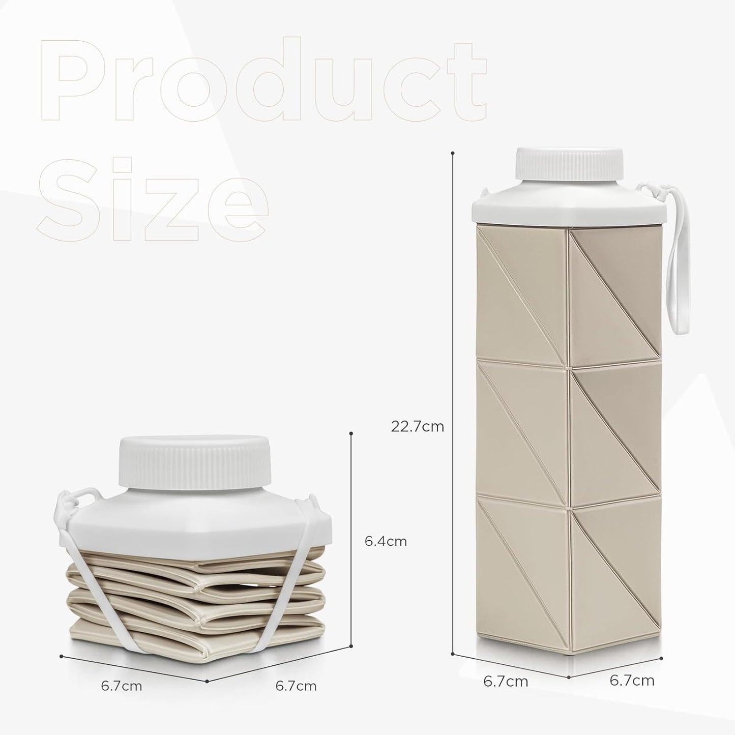 POMKAKA Collapsible Water Bottles 24.3oz(720ml), 2nd Generation Leakproof BPA-Free Travel Water Bottle,Lightweight Reusable Water bottle for Cycling Gym Camping Sports,Champagne White