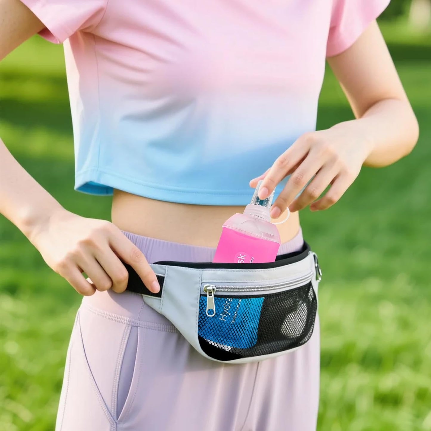 AXEN Soft Flask TPU Foldable Running Hydration Flask, Soft Collapsible Water Bottle for Hydration Pack Cycling Marathon Running Hiking