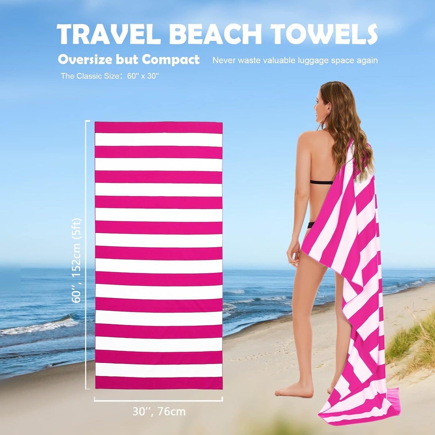 Your Choice Microfiber Quick Dry Sand-Free Beach Towel for Adults & Kids (67x35 Inch, 60x30 Inch) - Oversized, Compact, Lightweight, Absorben