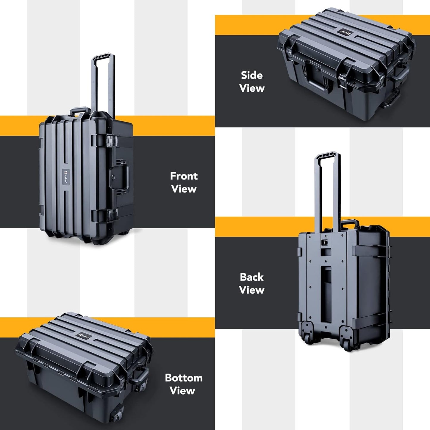 Lykus HC-6030 Large Waterproof Hard Case with Wheels and Customizable Foam, Interior Size 23.5x16.8x10.7 inch, Suitable for large electronic equipment and more