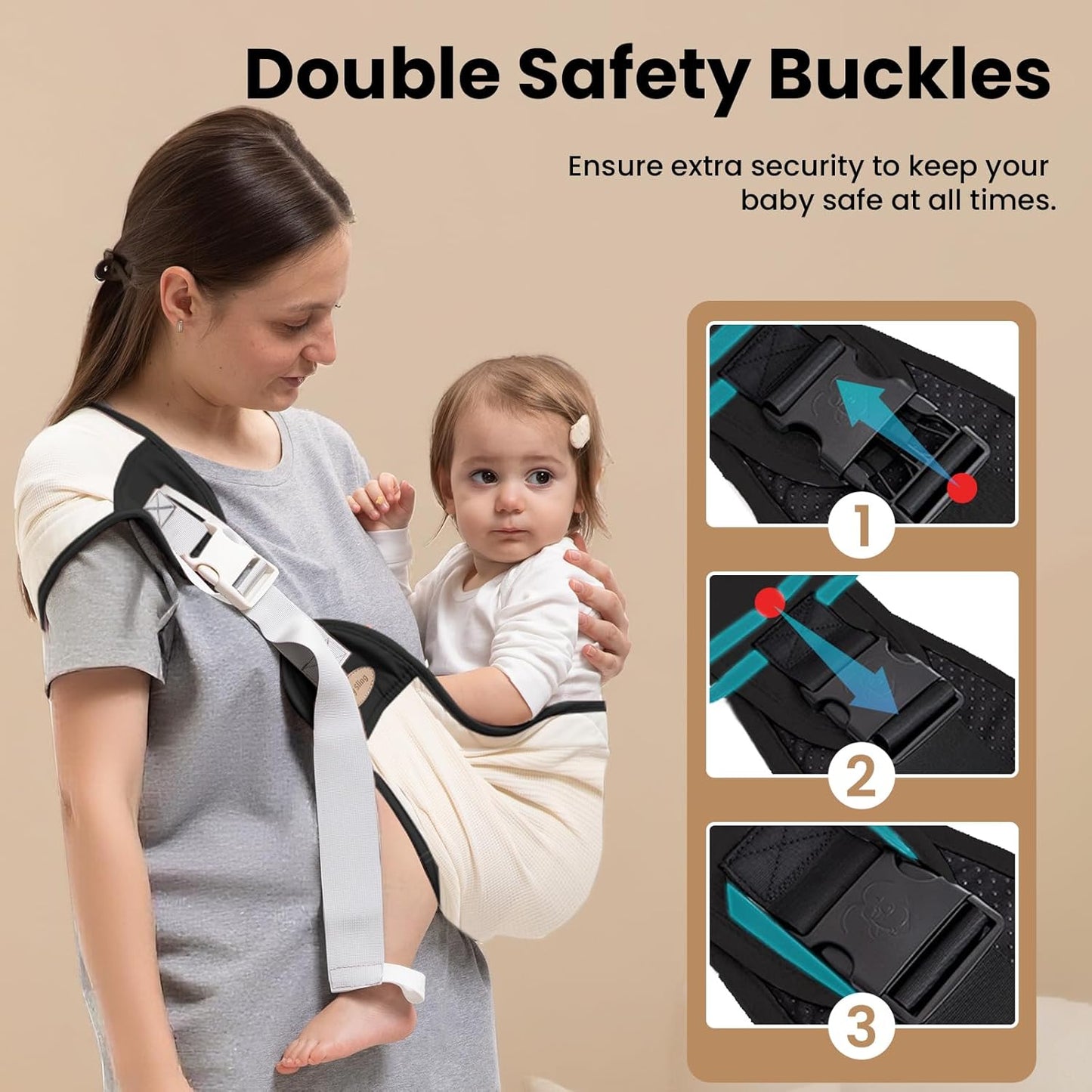 Baby Carrier Newborn to Toddler, Baby Sling Carrier, Toddler Carrier 25-60 lbs with Adjustable Straps, Soft Padded Edges, Lightweight and Travel-Friendly Newborn Baby Carrier