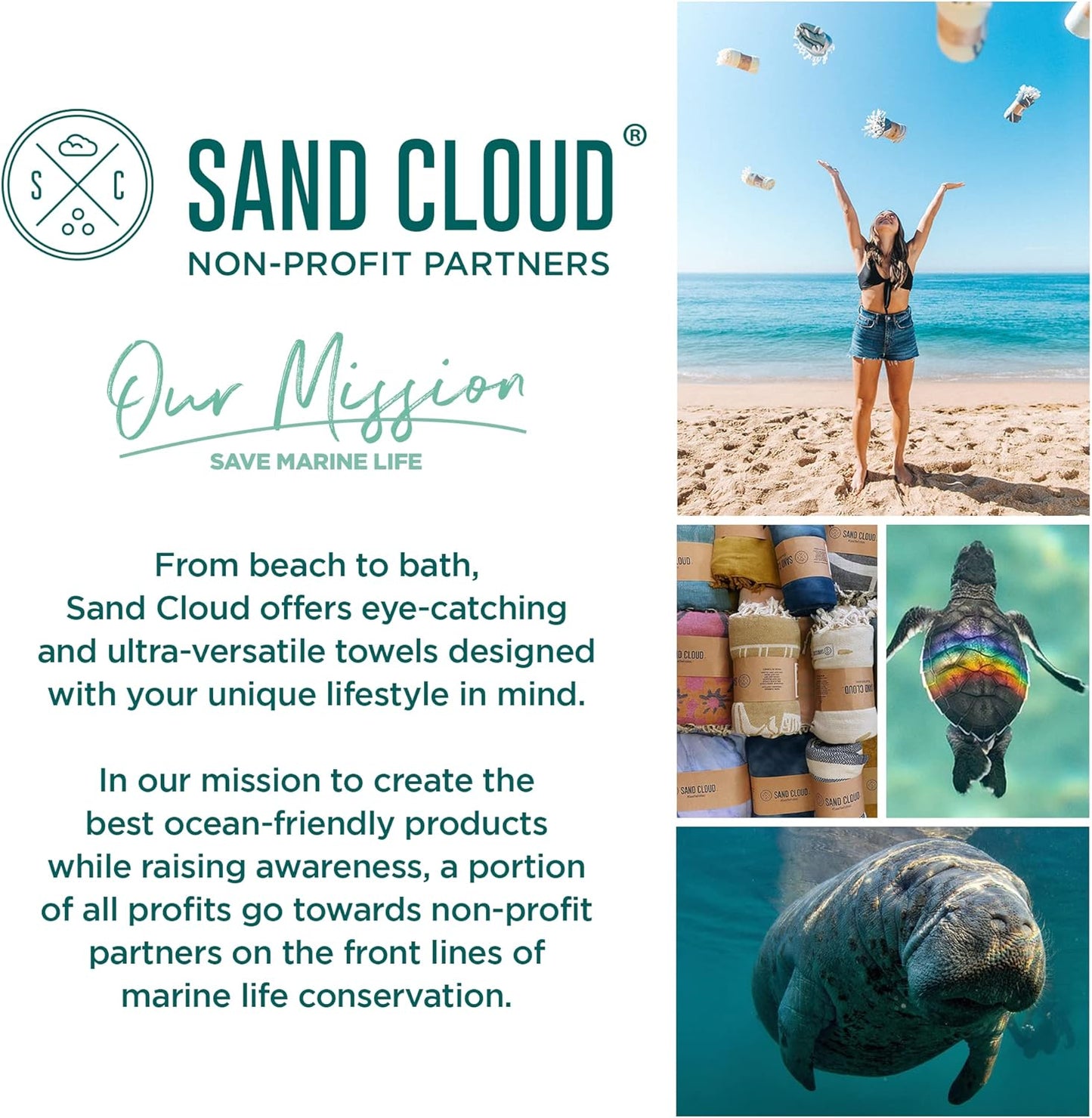 Sand Cloud Turkish Beach Towel - Sand Free - 100% Organic Turkish Cotton Yarn - Quick Dry Towel for Beach, Picnic, Blanket or Bath Towel - As Seen on Shark Tank - Marine Life (Whale Shark)