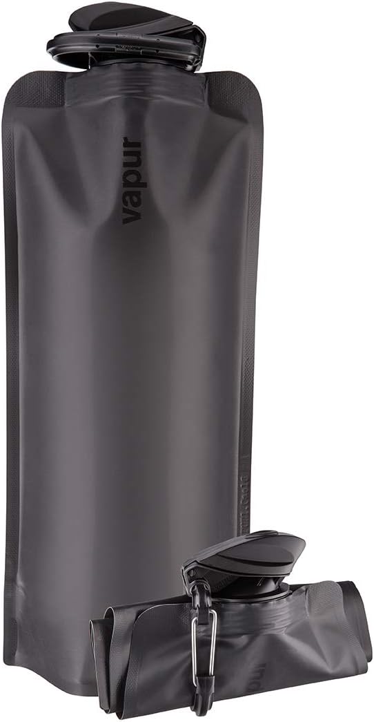Vapur Flexible, Collapsible Wide Mouth Anti-Bottle with Detachable Carabiner, 34 Ounce, Blackout, Pack of 1