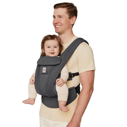 Ergobaby Omni Deluxe Baby Carrier Newborn to Toddler - Breathable Baby Carriers for Summer - All-Position Carrier with Enhanced Lumbar Support & Airflow (7-45 Pounds), Mesh, Graphite Grey