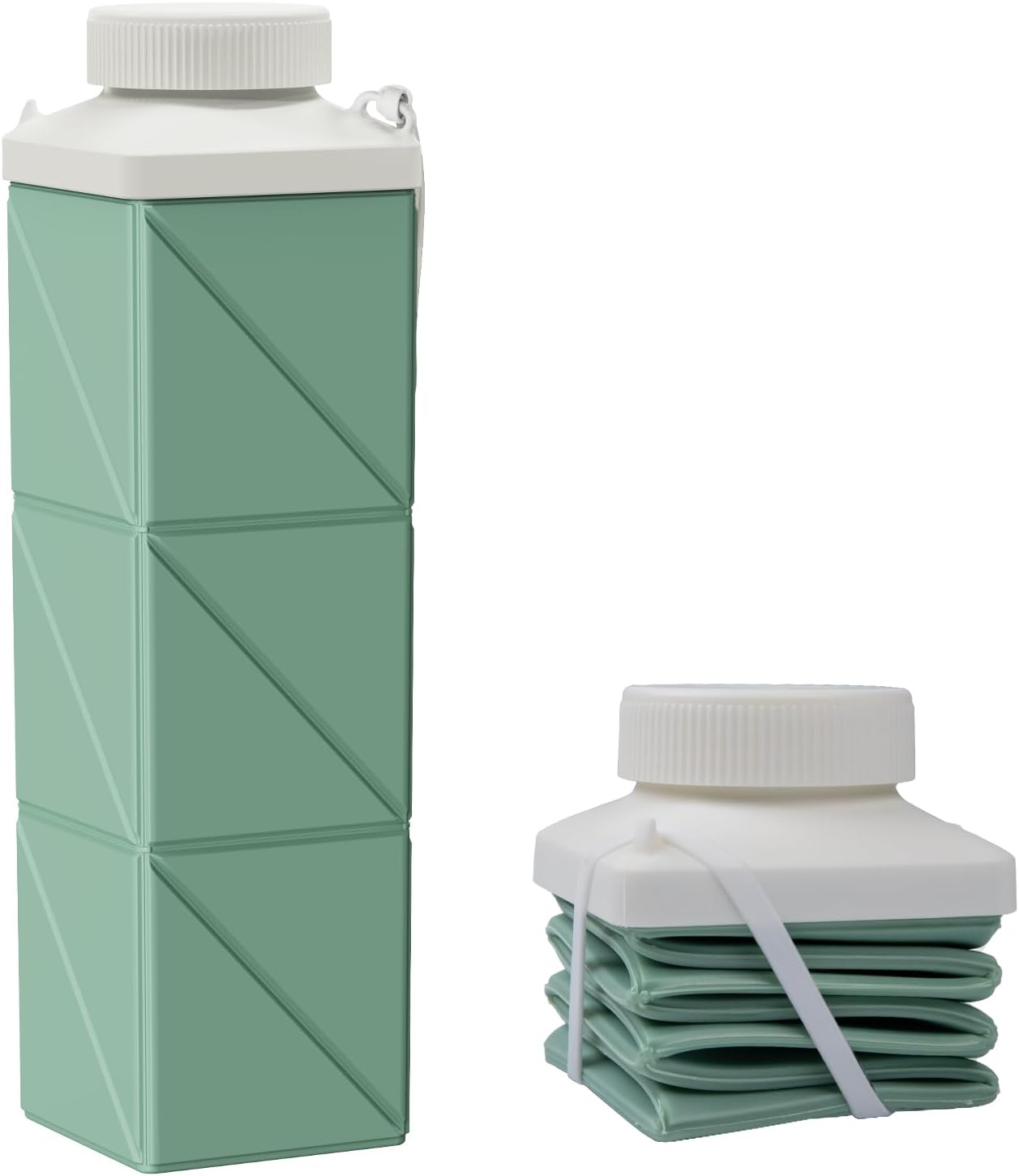 24oz Collapsible Water Bottles,Food grade BPA Free Reusable Foldable Water Bottle Lightweight LeakProof for Travel Hiking Camping Cycling Outdoor Sports,Collapses Folding Water Bottle,Green