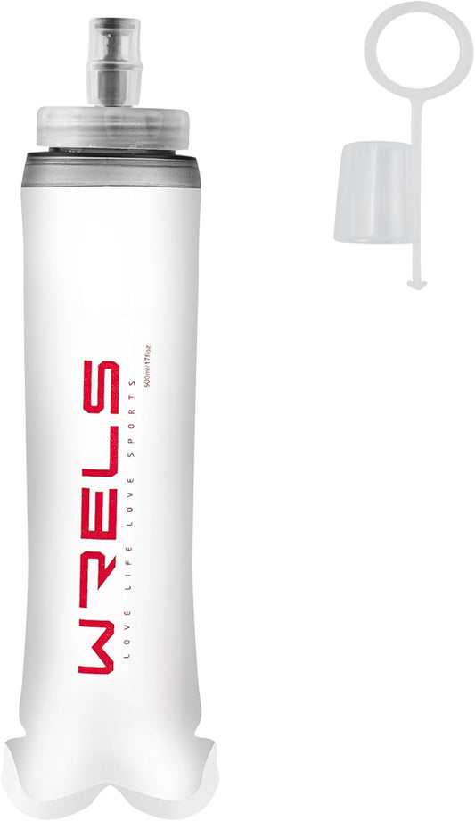 Soft Flasks Soft Running Water Flask Collapsible Soft Water Bottles Small BPA-Free for Sports Hiking Hydration Pack 500 ml/17oz，300 ml/10oz（500ml,red）