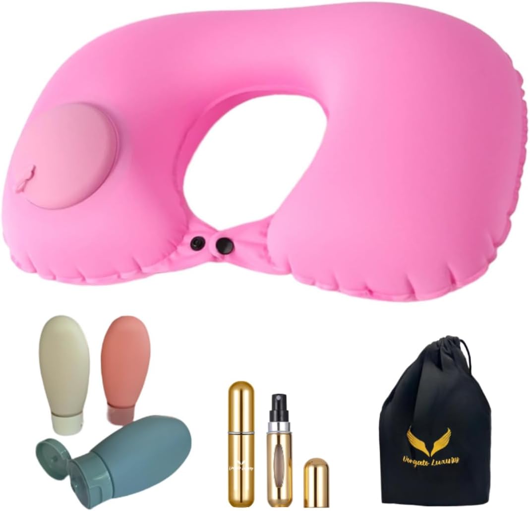 Airplane Pillow - Inflatable Travel Pillow - Airplane Essentials - Travel Neck Pillow - Inflatable Neck Pillow for Traveling - Neck Pillows for Travel - Blow Up Airplane Pillow - Milk Silk TPU