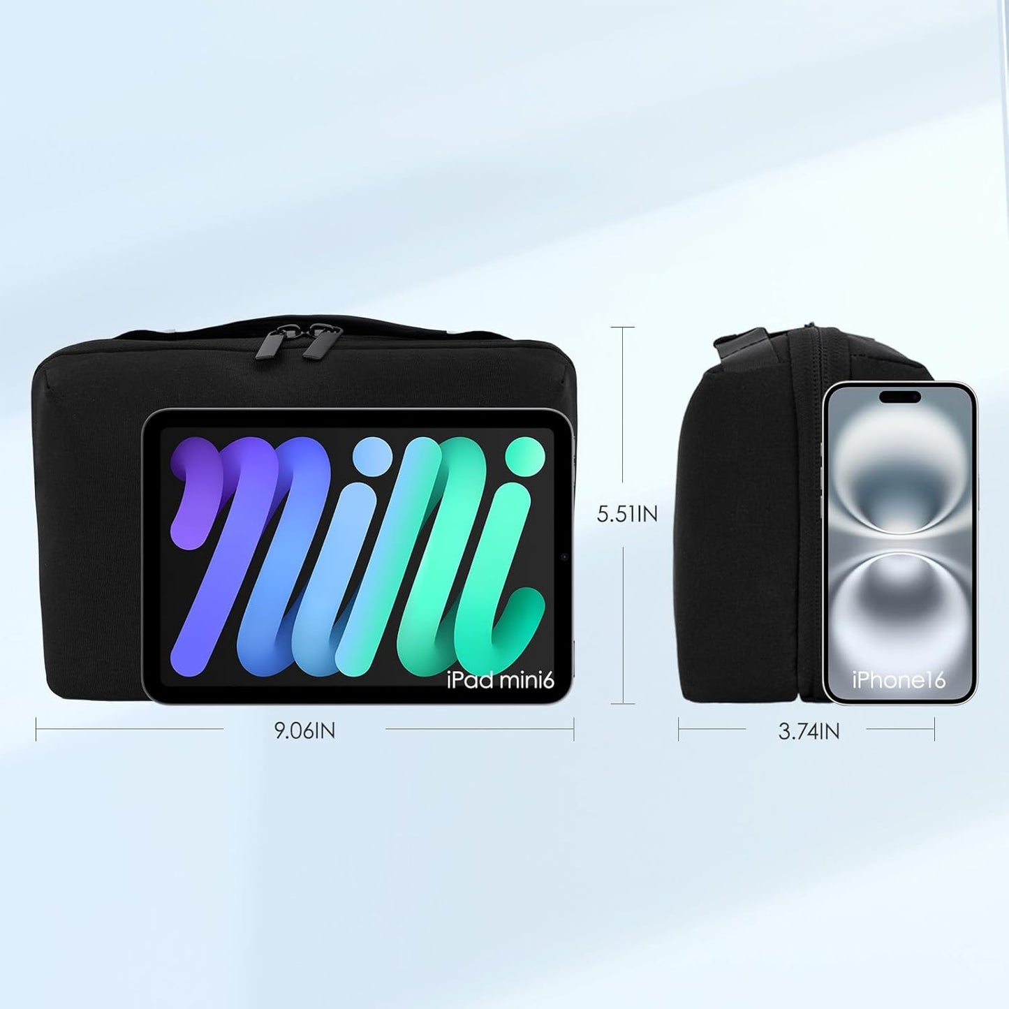 LENTION Electronics Organizer, Tech Organizer Travel Case, Tech Pouch, Cable Bag with ECO-Friendly Fabrics (GRS Certified) Cord organizer Travel Essentials Bag for AirPods, Cords, Charger (M378 Black)