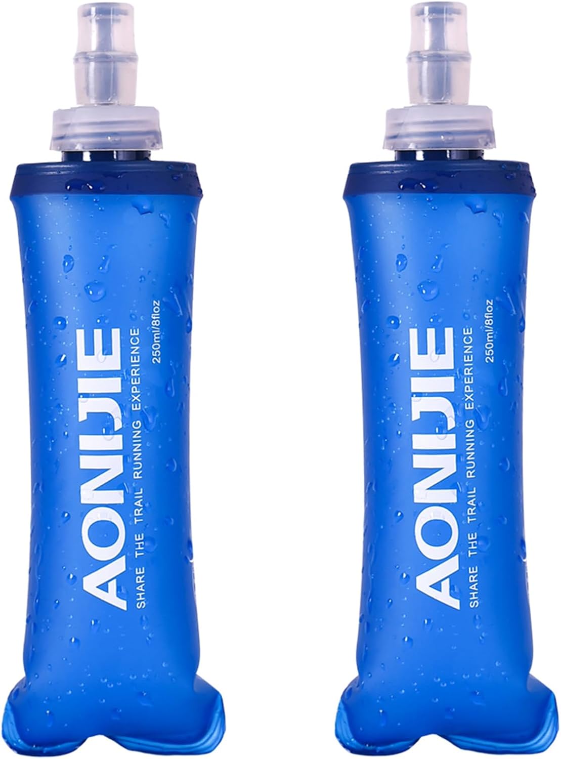 TRIWONDER TPU Soft Folding Water Bottles BPA-Free Collapsible Flask for Hydration Pack - Ideal for Running Hiking Cycling Climbing (250ml/8.45oz - Pack of 2)