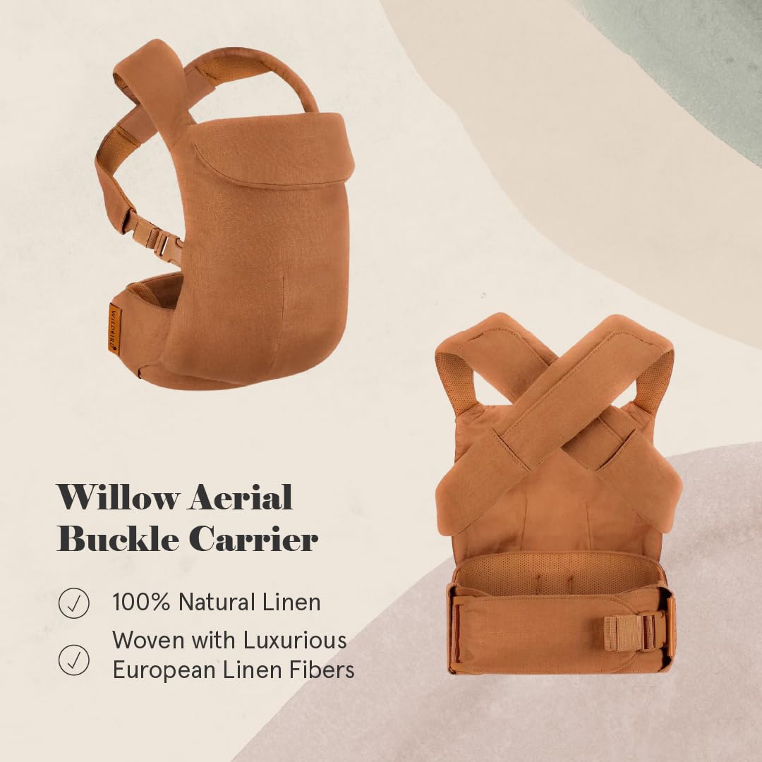 WildBird - Aerial Carrier - 7 to 45 lbs - for Moms, Dads & Caregivers - 100% Natural European Linen Fibers - Versatile & Adjustable - Large Size - Willow Fabric