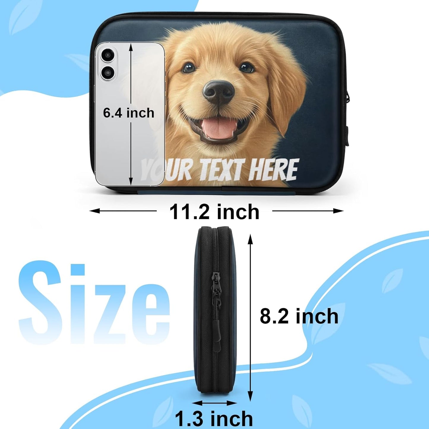 Custom Electronics Organizer Travel Case Customize Personalized Text Image Cable Charger Cord Tech Organizer Pouch Accessories Bag