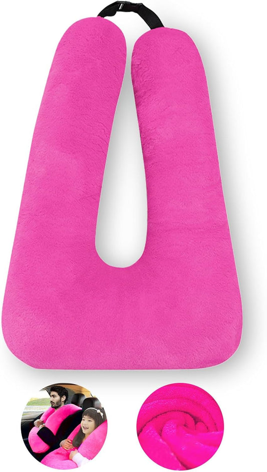 Travel Pillow, Travel Pillow for Kids, Sleeper Hold Pillow Travel, Removable U-Shaped Pillow for Adults and Children to Support Head and Body in The Back Seat of Long Car Trips (Rose Purple)