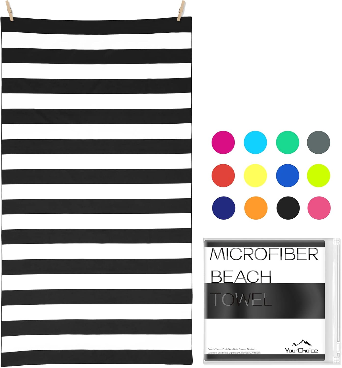 Your Choice Microfiber Quick Dry Sand-Free Beach Towel for Adults & Kids (67x35 Inch, 60x30 Inch) - Oversized, Compact, Lightweight, Absorben