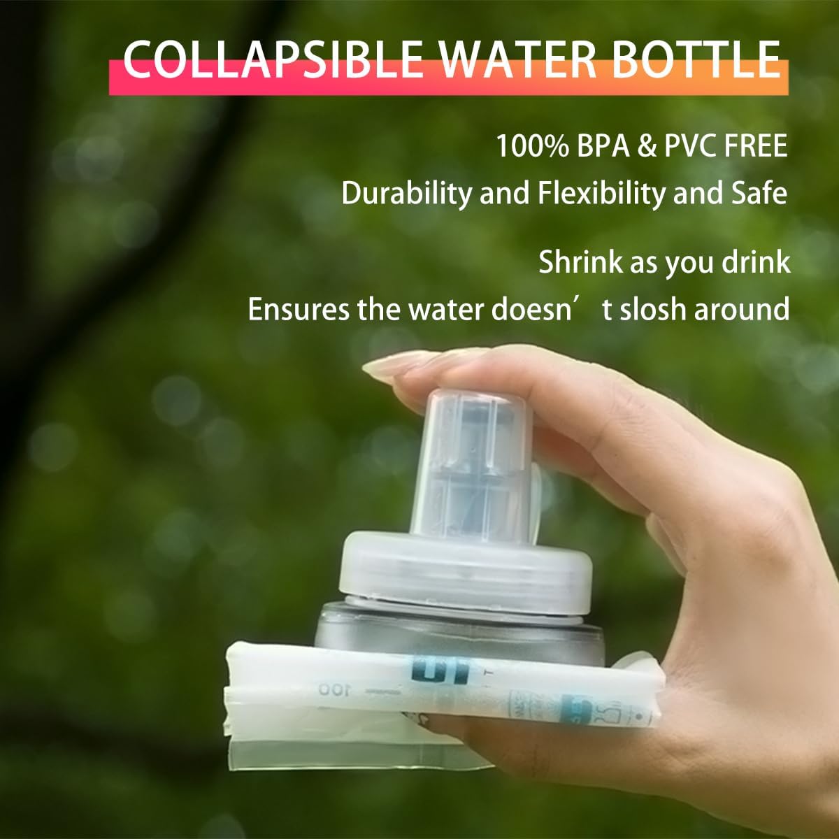 Soft Flasks Soft Running Water Flask Collapsible Soft Water Bottles Small BPA-Free for Sports Hiking Hydration Pack 500 ml/17oz，300 ml/10oz（300ml,red）