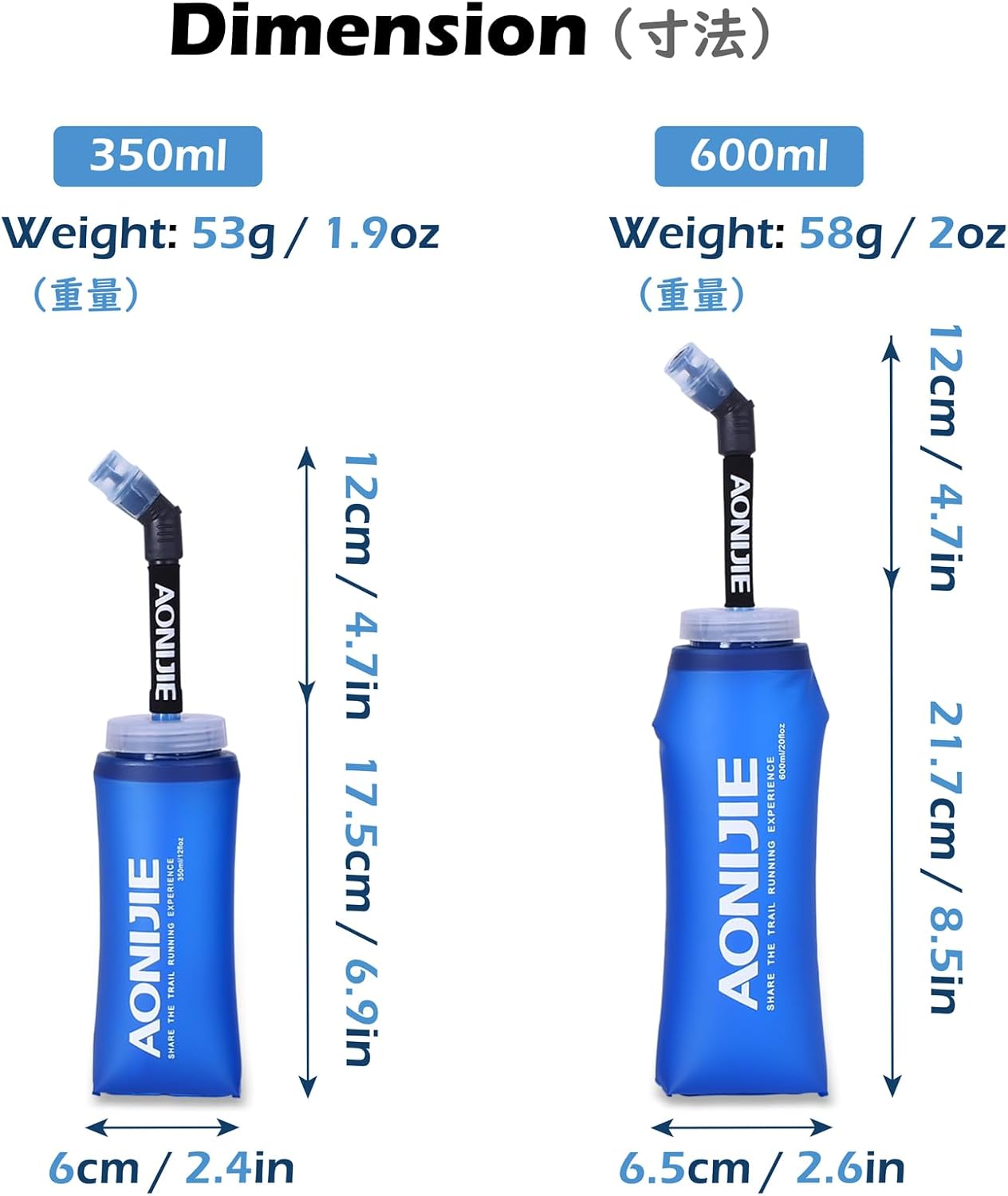 TRIWONDER TPU Soft Folding Water Bottles BPA-Free Collapsible Flask for Hydration Pack - Ideal for Running Hiking Cycling Climbing (350ml/11.83oz - Pack of 2)