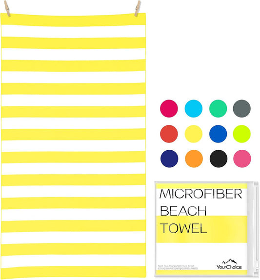 Your Choice Microfiber Quick Dry Sand-Free Beach Towel for Adults & Kids (67x35 Inch, 60x30 Inch) - Oversized, Compact, Lightweight, Absorben