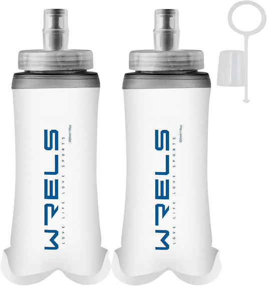 Soft Flasks Soft Running Water Flask Collapsible Soft Water Bottles Small BPA-Free for Sports Hiking Hydration Pack 500 ml/17oz，300 ml/10oz（2pack-300ml,blue）