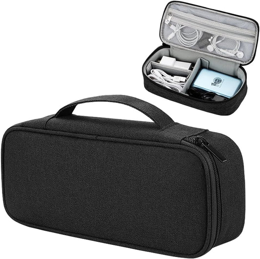 Teskyer Electronics Organizer Travel Case, Waterproof Portable Tech Accessories Pouch with Organized Compartments for Cables, Phone, Chargers, Earphone, Black