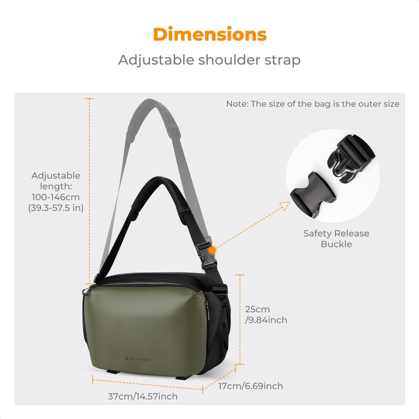 K&F Concept 2 in 1 Sling Bag Everyday Shoulder Bag & Multifunction Photography Crossbody Camera DSLR Backpack Portable Bag