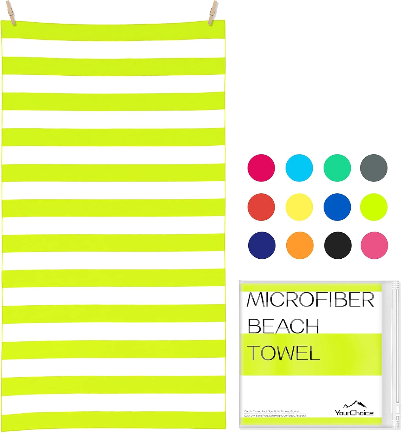 Your Choice Microfiber Quick Dry Sand-Free Beach Towel for Adults & Kids (67x35 Inch, 60x30 Inch) - Oversized, Compact, Lightweight, Absorben
