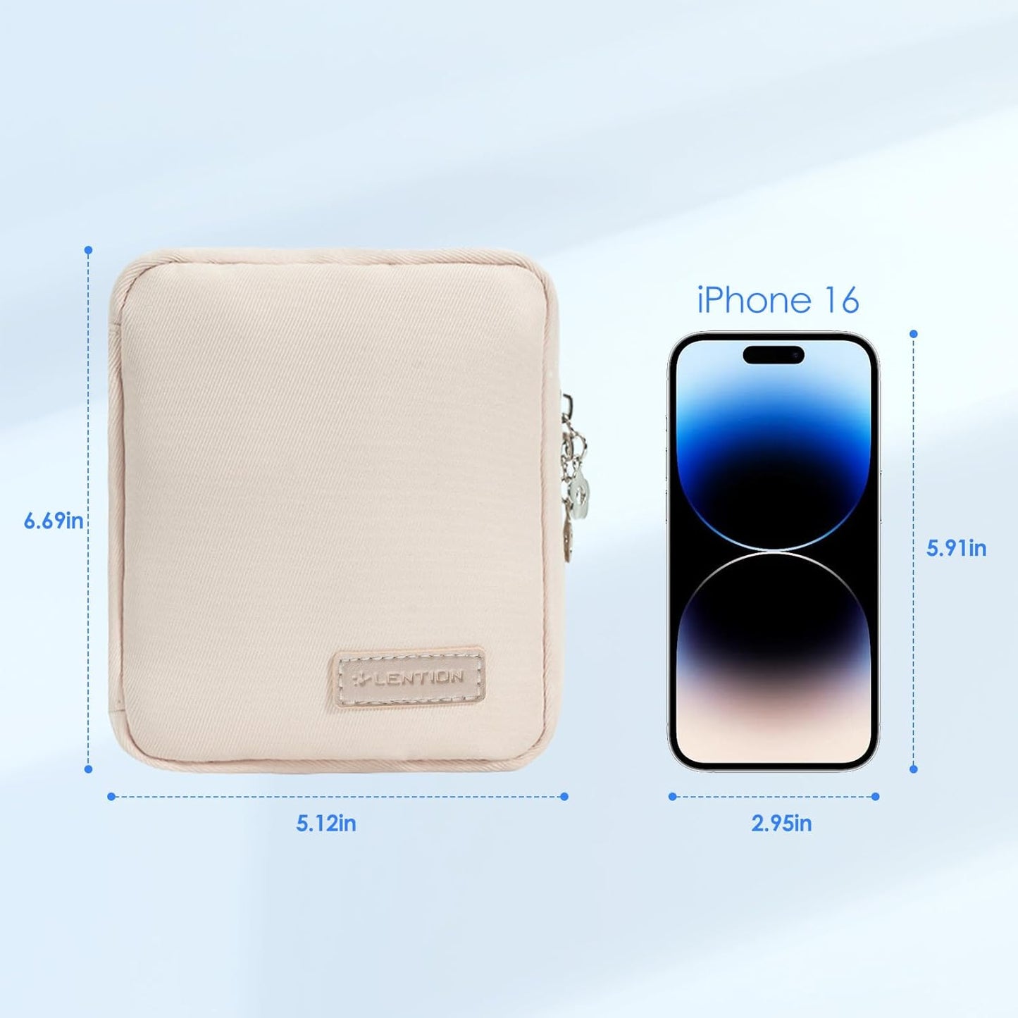 LENTION Cable Organizer Bag, Electronics Accessories Organizer, Waterproof Cable Bag for Power Bank, Chargers, USB Cables, SD Cards, Earphones (apricot)