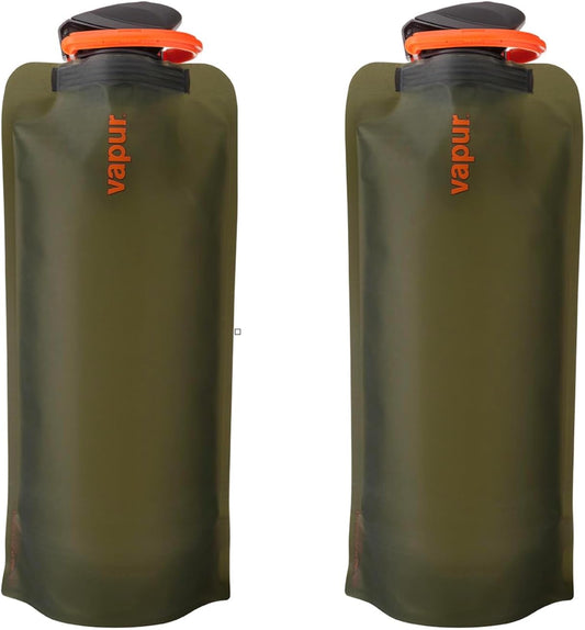 Vapur Flexible, Collapsible Wide Mouth Anti-Bottle with Detachable Carabiner, 23 Ounce, Olive, Pack of 2