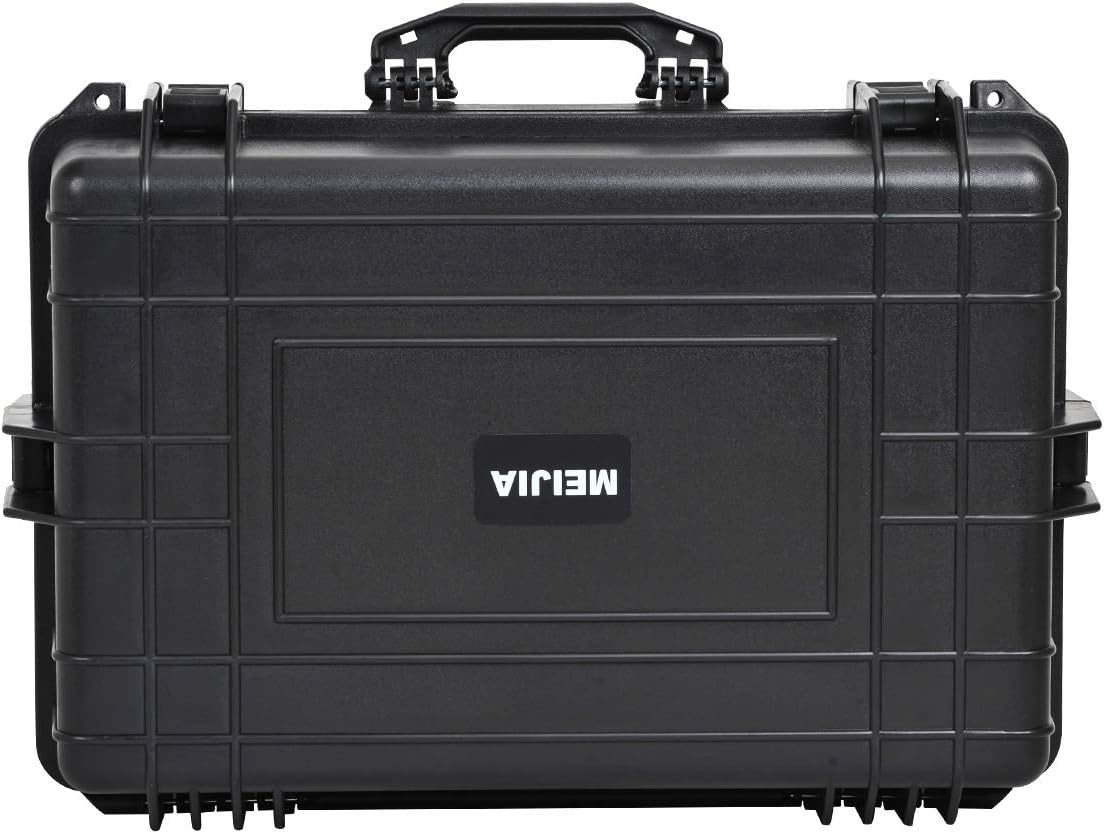 MEIJIA All Weather Waterproof Hard Camera Case,Hard Case with Customizable Fit Foam,Fit Use of Drones,Camera,Equipments,Pistols,Elegant Black (Black, 24.01"x16.92"X12.2")