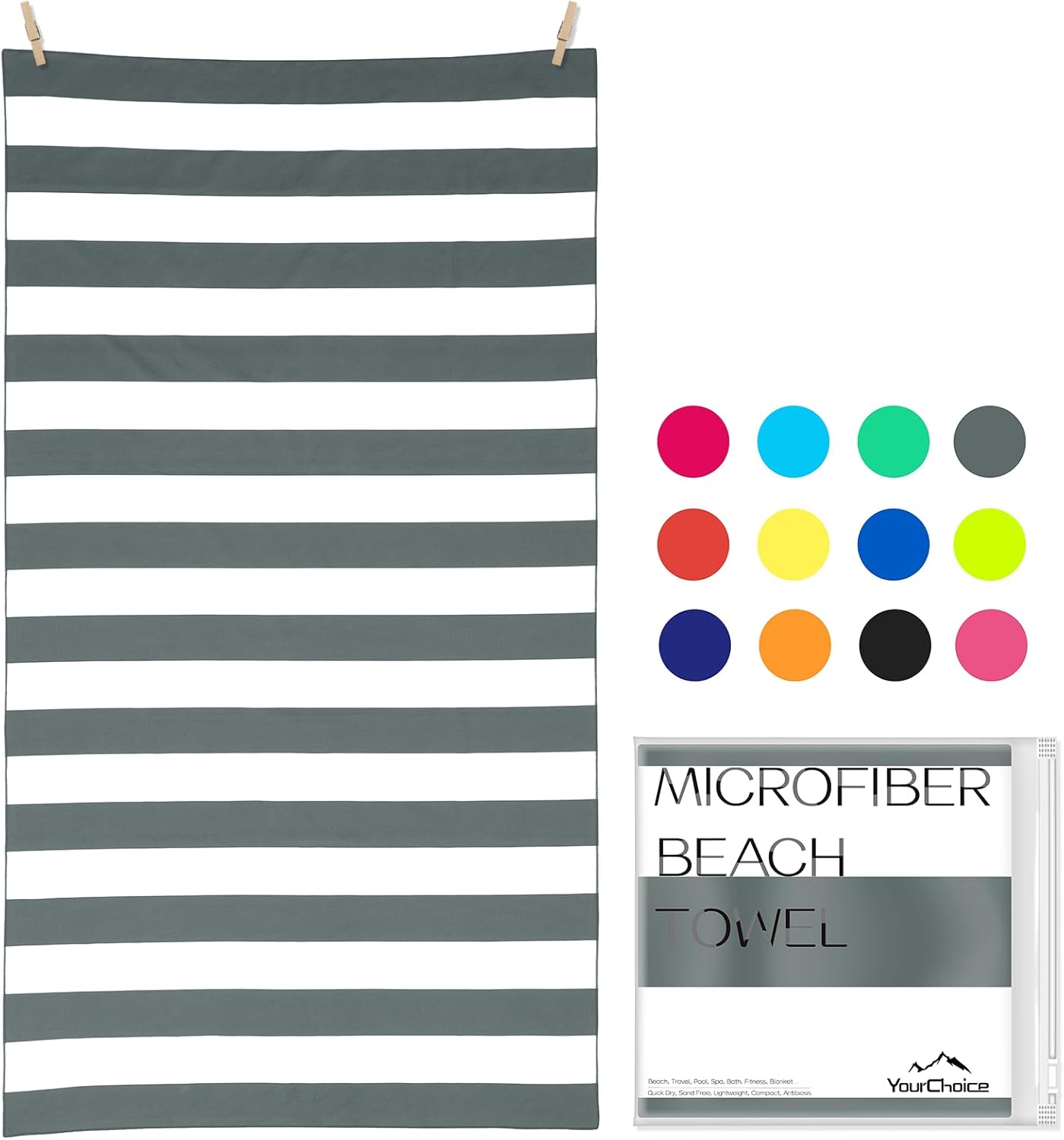 Your Choice Microfiber Quick Dry Sand-Free Beach Towel for Adults & Kids (67x35 Inch, 60x30 Inch) - Oversized, Compact, Lightweight, Absorben