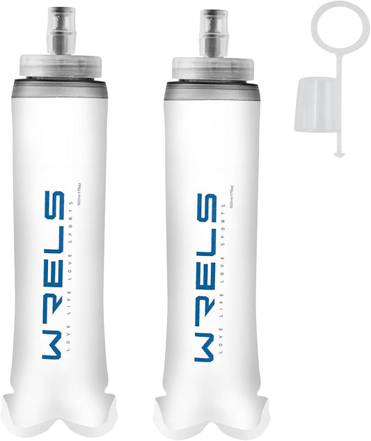 Soft Flasks Soft Running Water Flask Collapsible Soft Water Bottles Small BPA-Free for Sports Hiking Hydration Pack 500 ml/17oz，300 ml/10oz（2pack-500ml,blue）