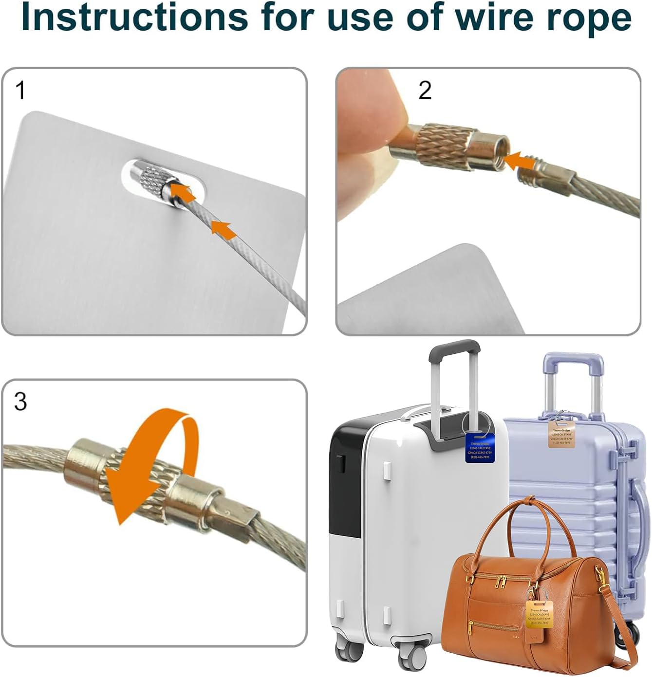 (5Pack Made in USA) Custom Personalized Luggage Tags-Customized Unique tag for Suitcase Backpack Travel,Bags (Black (3.8×2))