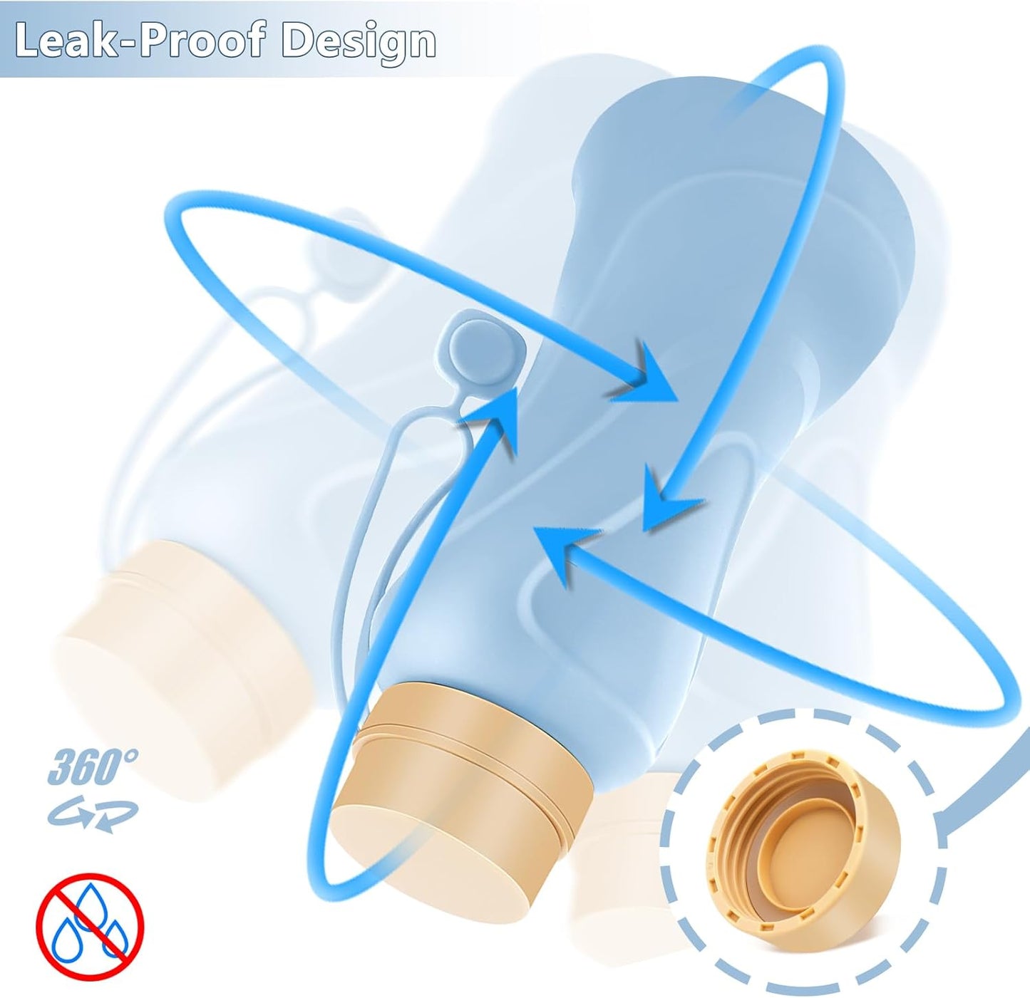 Collapsible Water Bottles 2 Pack,Leak Proof,Reuseable BPA Free Silicone Foldable Water Bottles,Durable Lightweight for Travel Gym Camping Hiking,Compact Size Portable Sports Water Bottle (Black&Blue)