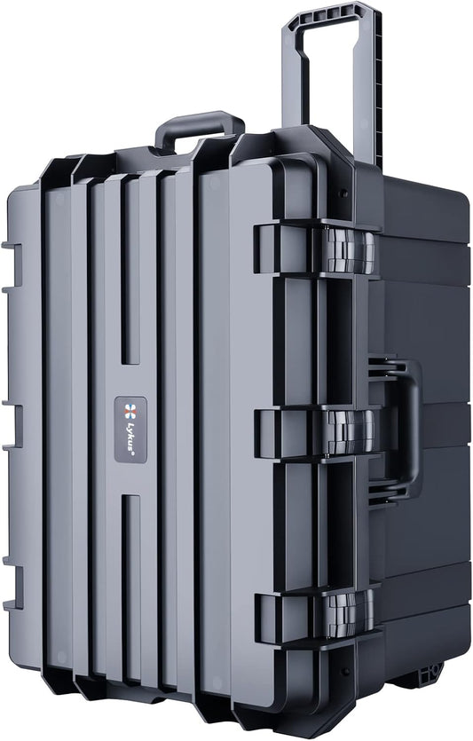 Lykus HC-6540 Large Waterproof Hard Case with Wheels and Customizable Foam, Interior Size 25.6x18.9x15 inch, Suitable for large electronic equipment and more