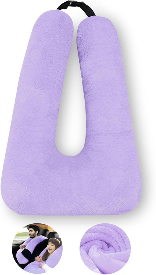 Travel Pillow, Travel Pillow for Kids, Sleeper Hold Pillow Travel, Removable U-Shaped Pillow for Adults and Children to Support Head and Body in The Back Seat of Long Car Trips (Lightpurple)