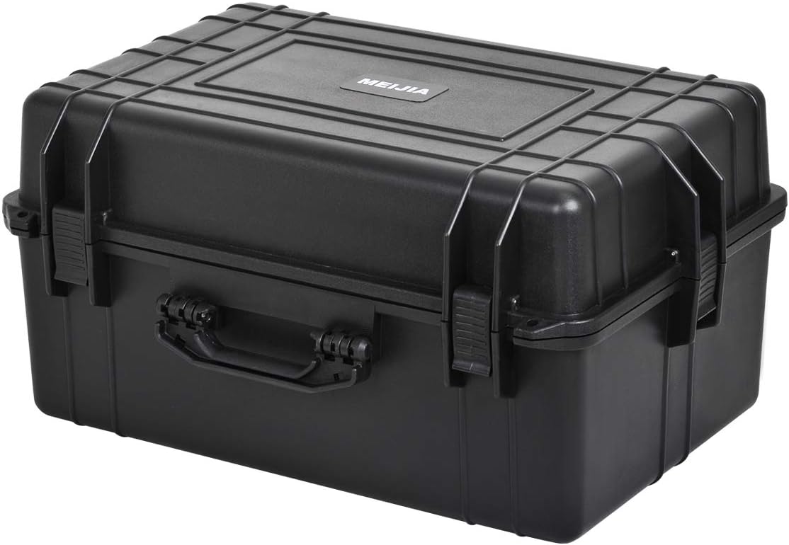 MEIJIA All Weather Waterproof Hard Camera Case,Hard Case with Customizable Fit Foam,Fit Use of Drones,Camera,Equipments,Pistols,Elegant Black (Black, 24.01"x16.92"X12.2")