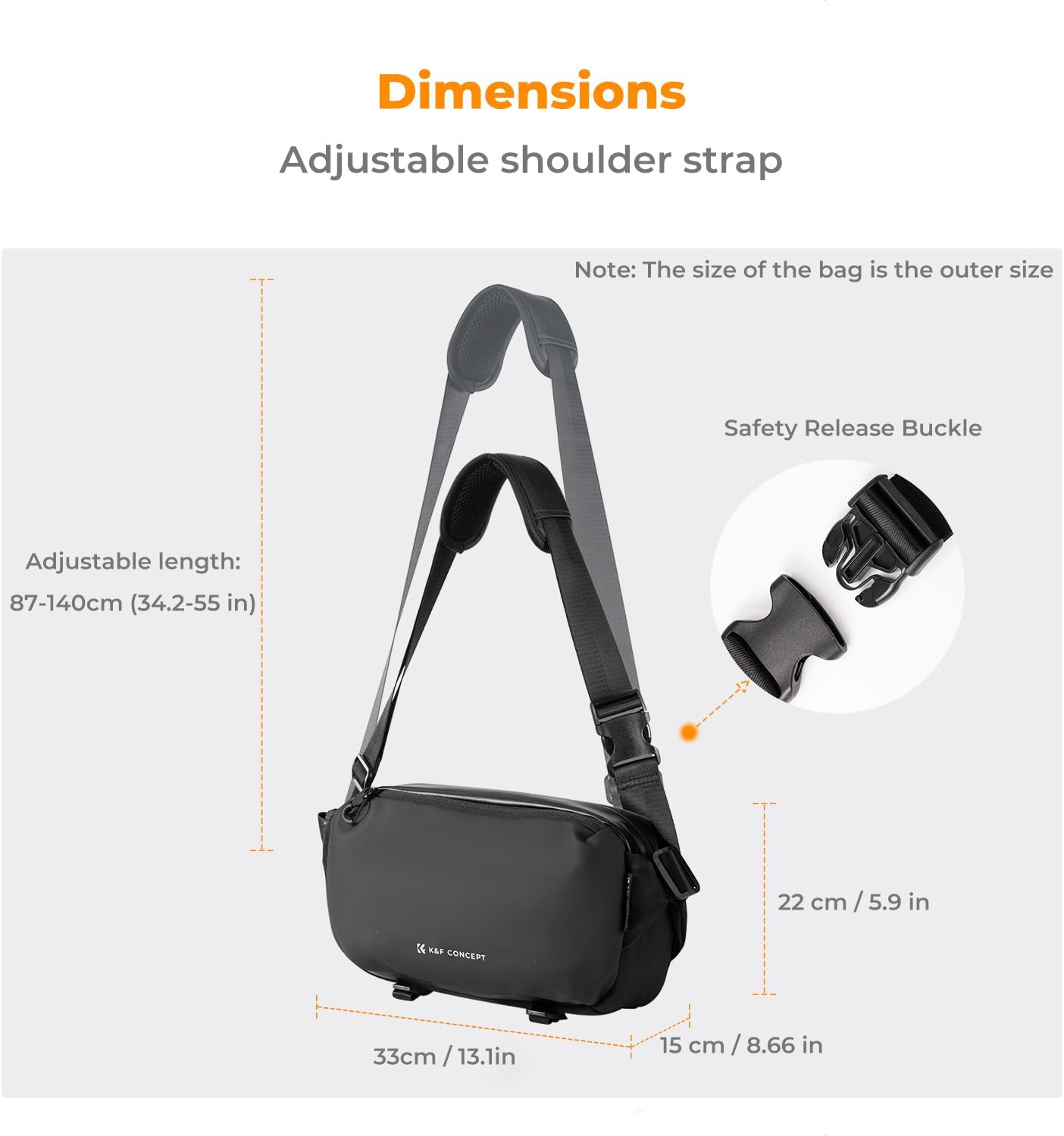 K&F Concept 2 in 1 Sling Bag Everyday Shoulder Bag & Multifunction Photography Crossbody Camera DSLR Backpack Portable Bag