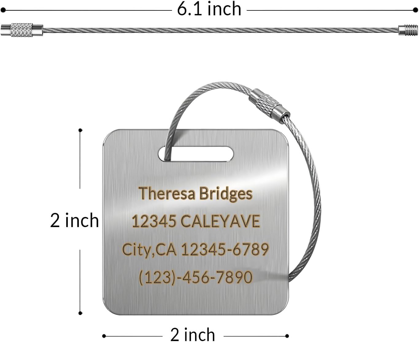 (5Pack Made in USA) Custom Personalized Luggage Tags-Customized Unique tag for Suitcase Backpack Travel,Bags (Golden (2 × 2))