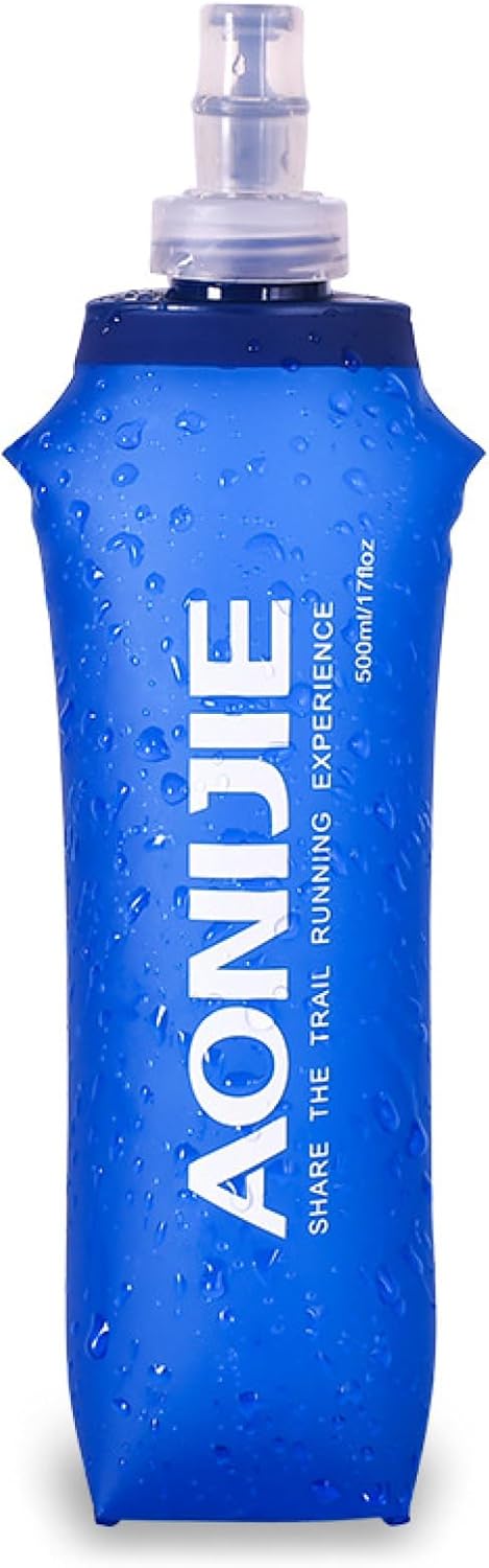 TRIWONDER TPU Soft Folding Water Bottles BPA-Free Collapsible Flask for Hydration Pack - Ideal for Running Hiking Cycling Climbing (500ml/16.9oz)