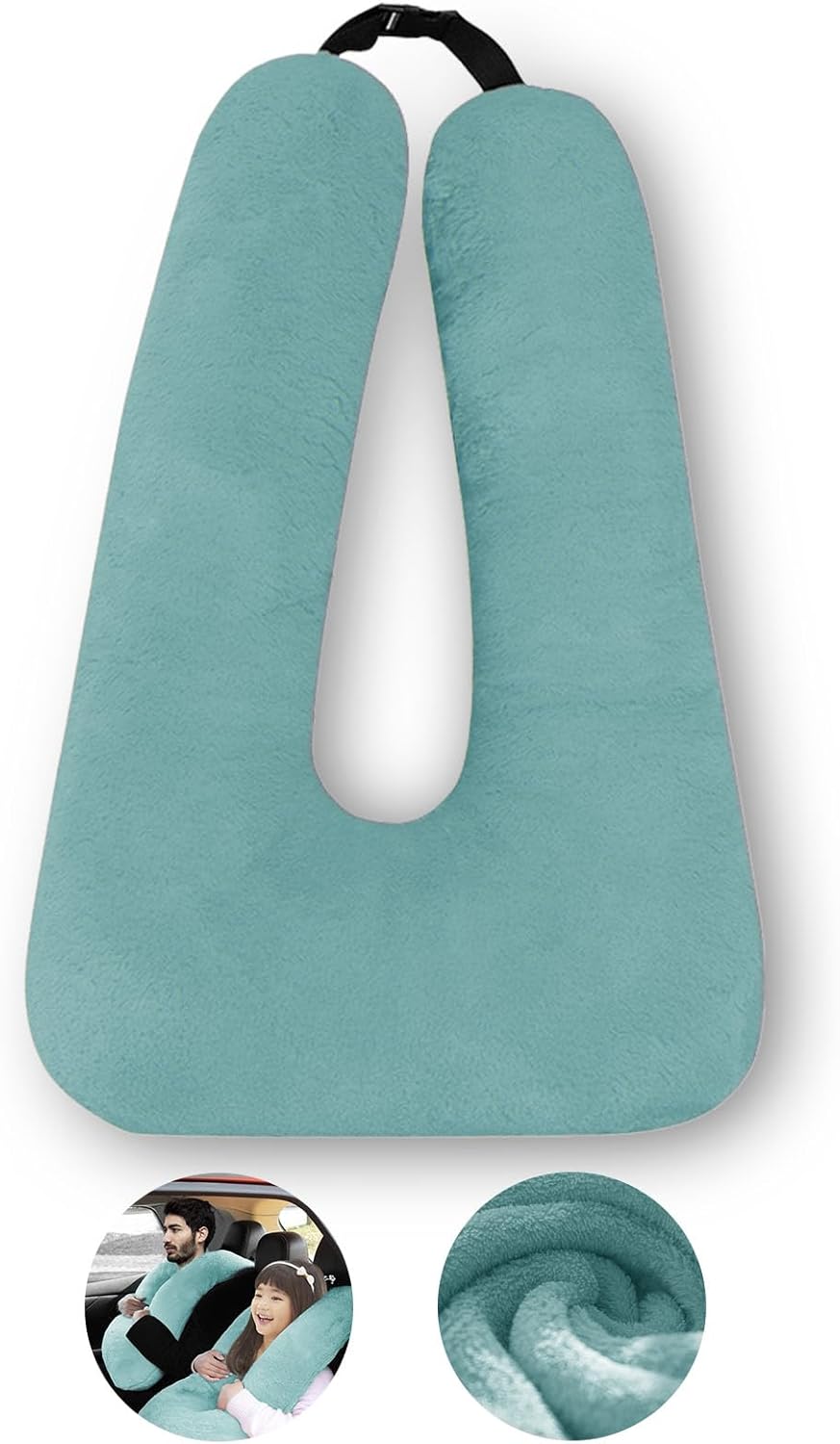 Travel Pillow, Travel Pillow for Kids, Sleeper Hold Pillow Travel, Removable U-Shaped Pillow for Adults and Children to Support Head and Body in The Back Seat of Long Car Trips (Green)