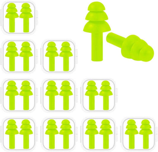 10 Pairs Noise Cancelling Ear Plugs, Premium Soft Silicone, Reusable, Waterproof, Hypoallergenic, Noise Reduction Earplugs for Swimming, Airplanes, Concerts, Shooting, Travelling, Sleeping & Snoring