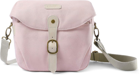 BAGSMART Camera Bag, SLR DSLR Canvas Crossbody Camera Case, Compact Camera Shoulder Bag with Rain Cover for Women and Men, Pink
