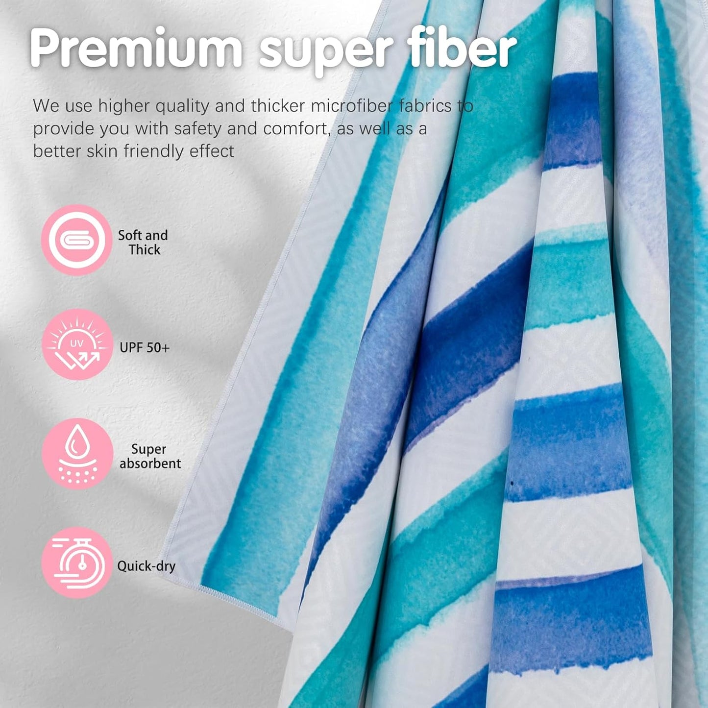 PY SUPER MODE 2 Pack Beach Towel - 75 x 35 inches Quick Dry Microfiber Beach Towels Oversized, Lightweight Soft and Absorbent Suitable for Swimming Pool Camping for Adults