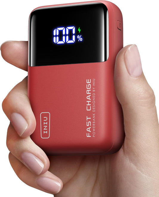 INIU Power Bank, 25000mAh 100W High Capacity USB C Laptop & Phone Portable Charger, Fast Charging Flight Cruise Ship Travel Essential Mini Battery Pack for College Students Travelers Boys Girls, Red