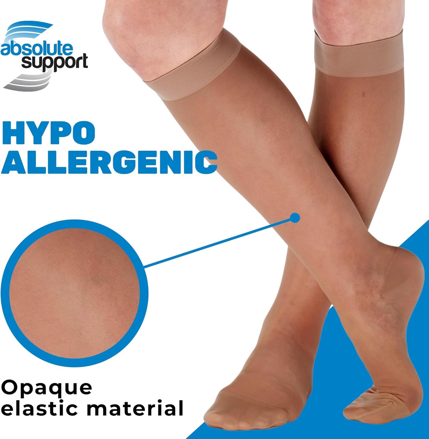 (3 Pairs - Closed Toe) Made in USA - Wide Calf Compression Stockings for Women 15-20mmHg - Womens Compression Knee High Support Socks for Circulation, Embolism, Edema - Beige, 3X-Large - A101BE6-3