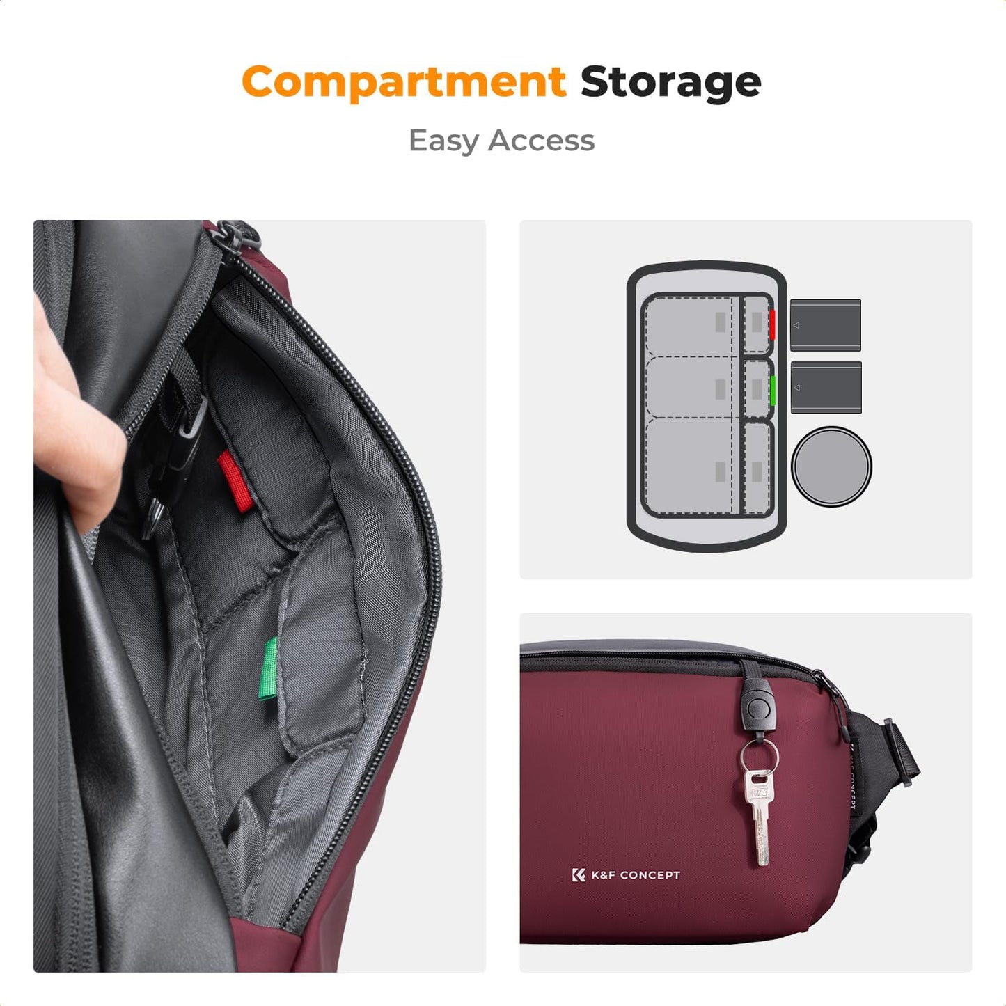 K&F Concept 2 in 1 Sling Bag Everyday Shoulder Bag & Multifunction Photography Crossbody Camera DSLR Backpack Portable Bag